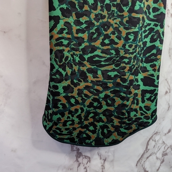 Chicos Leopard Print Dress Green Tank Size 0 Small 4 High Low Hem Animal Midi - Picture 7 of 14